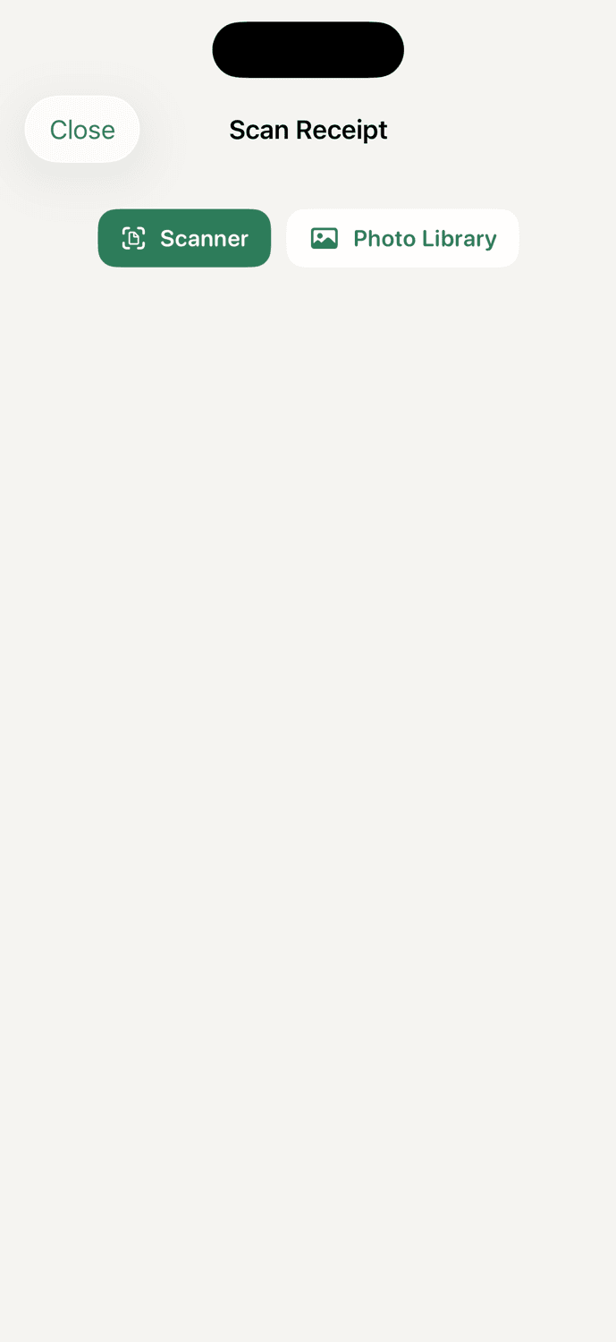 Oro receipt scan screen